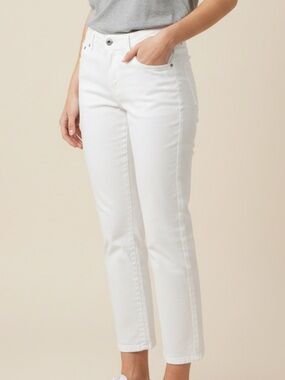 99% Cotton Lands' End White Ankle Cropped Women's Jeans